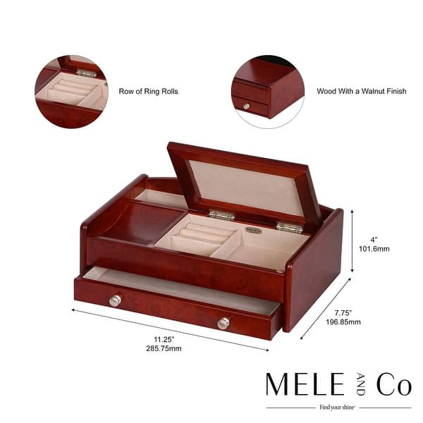 Mele & Co. Davin Men's Dresser Top Valet, Dark Burlwood Walnut Mele & Co. Davin Men's Dresser Top Valet, Dark Burlwood Walnut