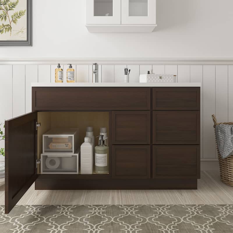 Vanity Art 51" Birch Freestanding Bathroom Vanity Cabinet without Top