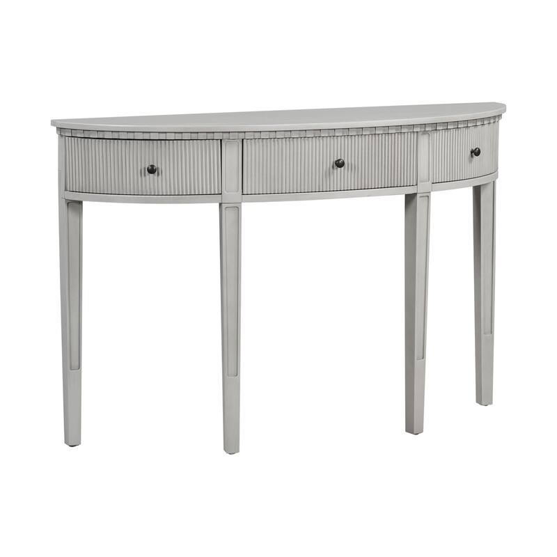 Curve Design Console Table with 3 Storage Drawers, Modern Entryway Table Sofa Table with Vertical Stripe Design and 4 Legs
