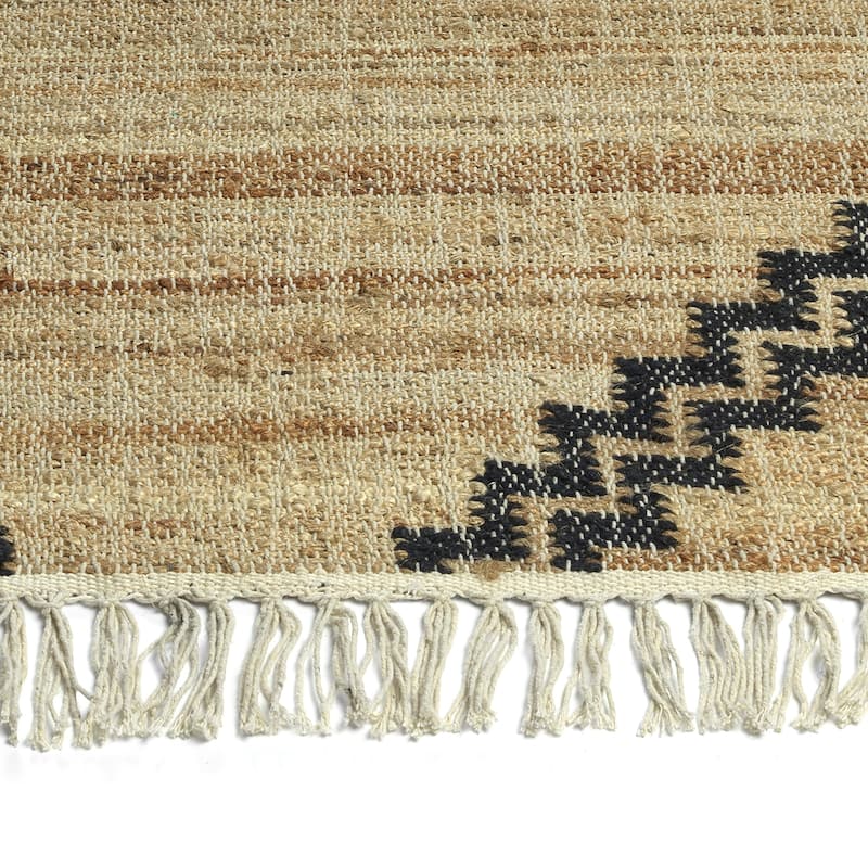 Natural Jute Black Hand-Made Indoor Area Rug