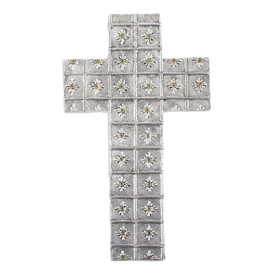 Novica Handmade Amber Crystal Glow Aluminum Repousse Cross