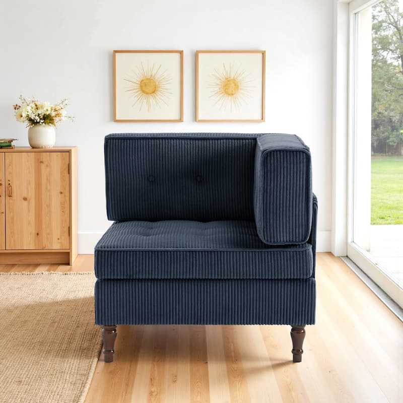 32.57" W Upholstered Corduroy Corner Accent Chair