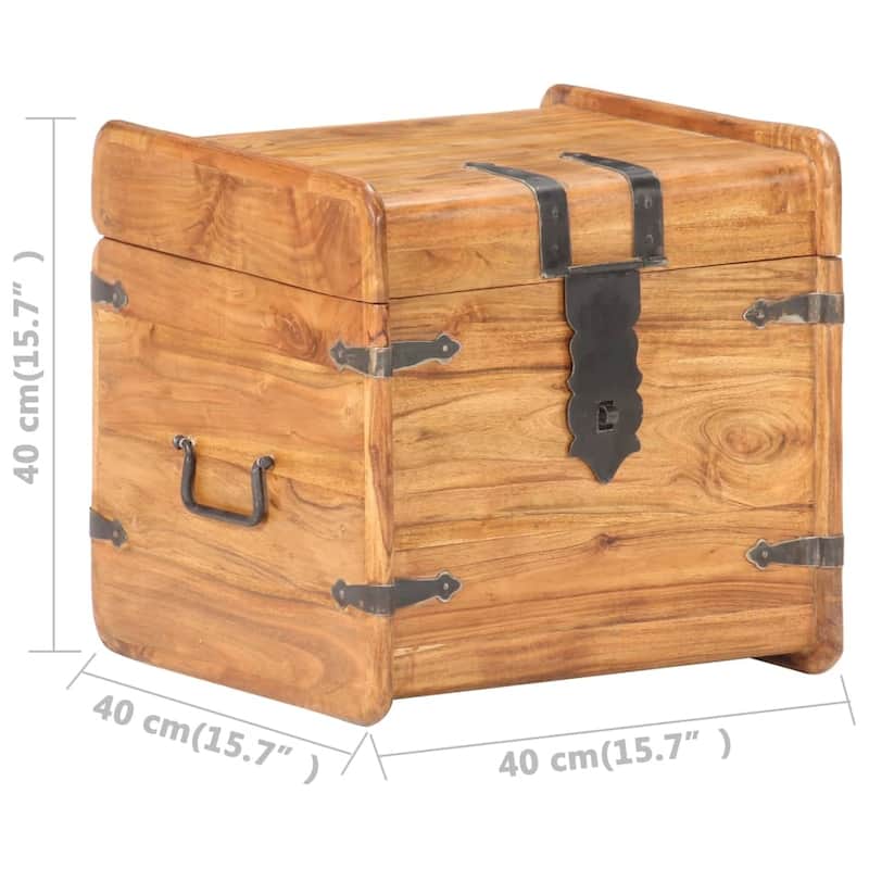 vidaXL Storage Chest Storage Trunk with Latch for Bedroom Solid Wood Acacia - 15.7"x15.7"x15.7" (W x D x H)