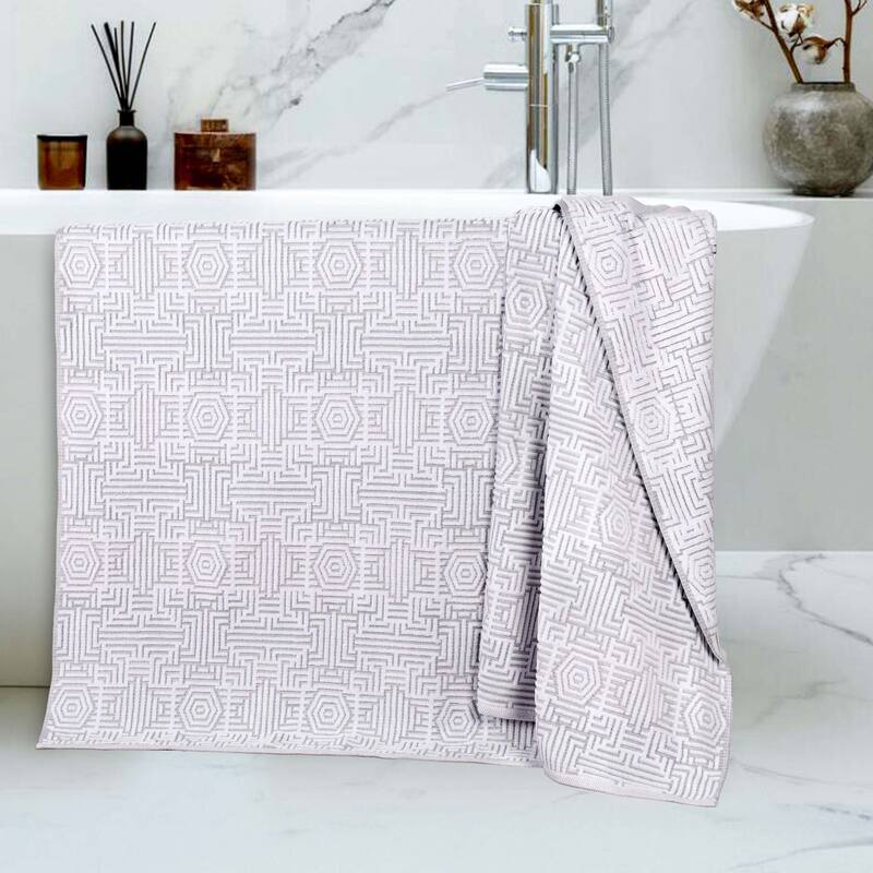 Superior Jasper Cotton Modern Geometric Jacquard Bath Sheet Set of 2 - Platinum