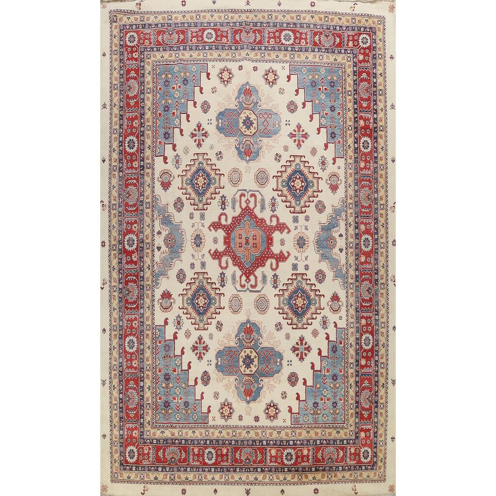 Geometric Vegetable Dye Oriental Super Kazak Area Rug Hand-knotted - 10'1" x 14'0"