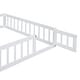 preview thumbnail 7 of 21, Montessori Wooden Floor Bed with Detachable House-Shaped Headboard, Full Size Bed with Dress Up Rack for Kids Playhouse, White