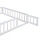 preview thumbnail 14 of 14, White Full Size Wooden Floor Bed with Fence and Detachable Headboard for Kids