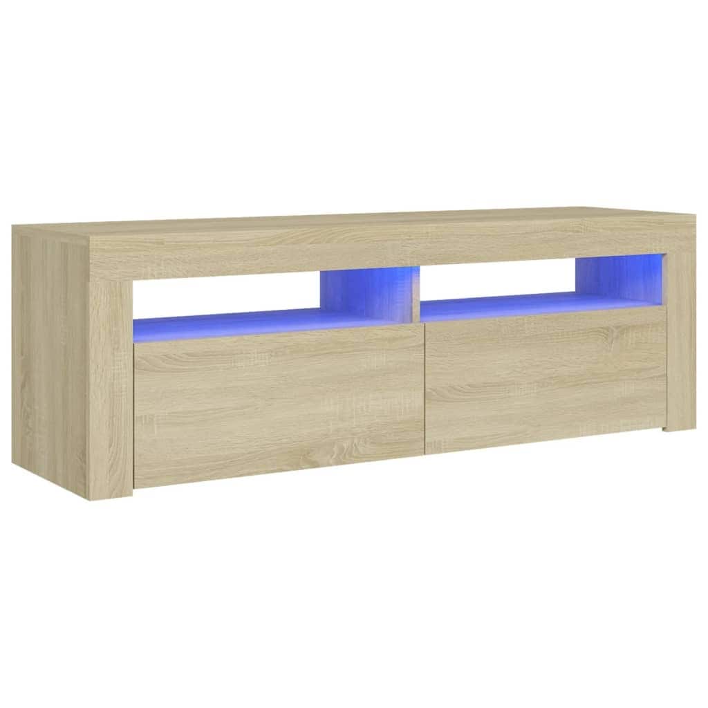 vidaXL TV Stand with LED Lights Sonoma Oak 47.2"x13.8"x15.7"