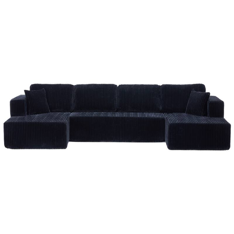 U-Shaped Modular Sectional Sofa, Modern Minimalist Corduroy Couch
