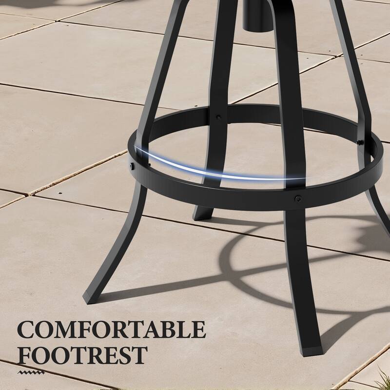 Outdoor Indoor Patio Aluminum Swivel Bar Stools Set with Sunbrella Cushions