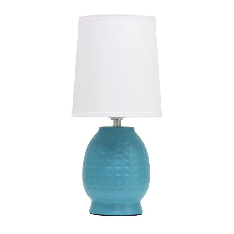 Petite Dimpled Ceramic Table Lamp with Tapered Shade - 12.5" - Teal Blue