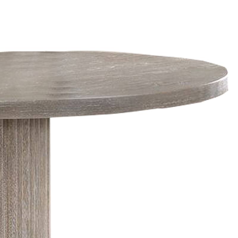 Round Dining Table with Fluted Column Pedestal Base, Gray