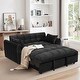 preview thumbnail 20 of 28, 64.96" Velvet Convertible Sofa Bed with Storage Pocket Black