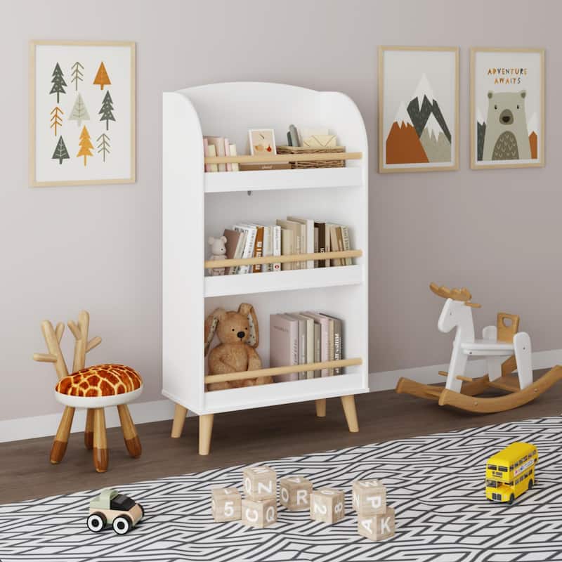 Wooden Open Book 3-Tier Kids,Bookcase and Bookshelf,Book Organizer,for,Playroom Bedroom,Nursery School
