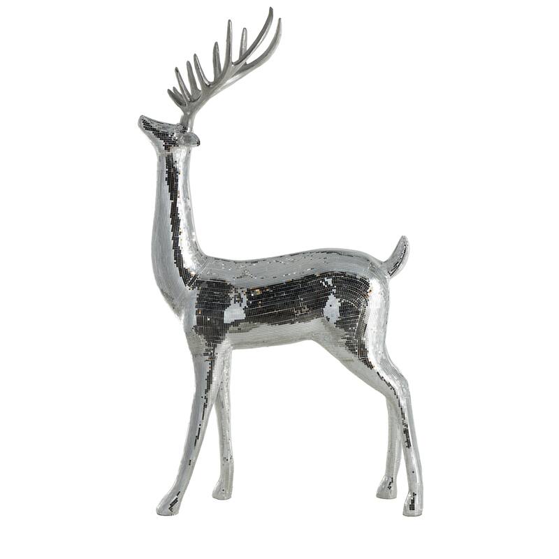 Silver or Copper Fiberglass Floor Reindeer Decorative Christmas Sculpture with Mosaic Pattern