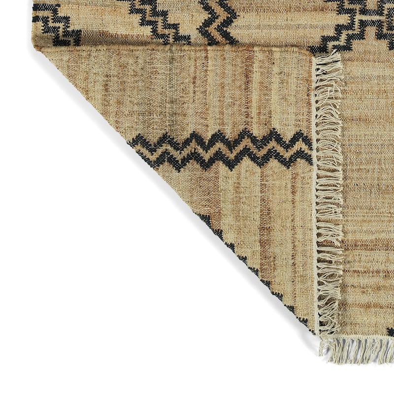 Natural Jute Black Hand-Made Indoor Area Rug