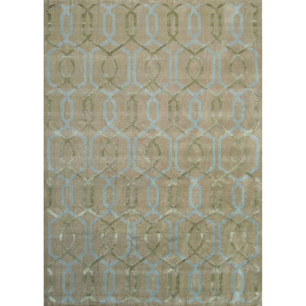 Metro Velvet hand-knotted Wool/Viscose Beige Area Rug - 8' x 10'6"