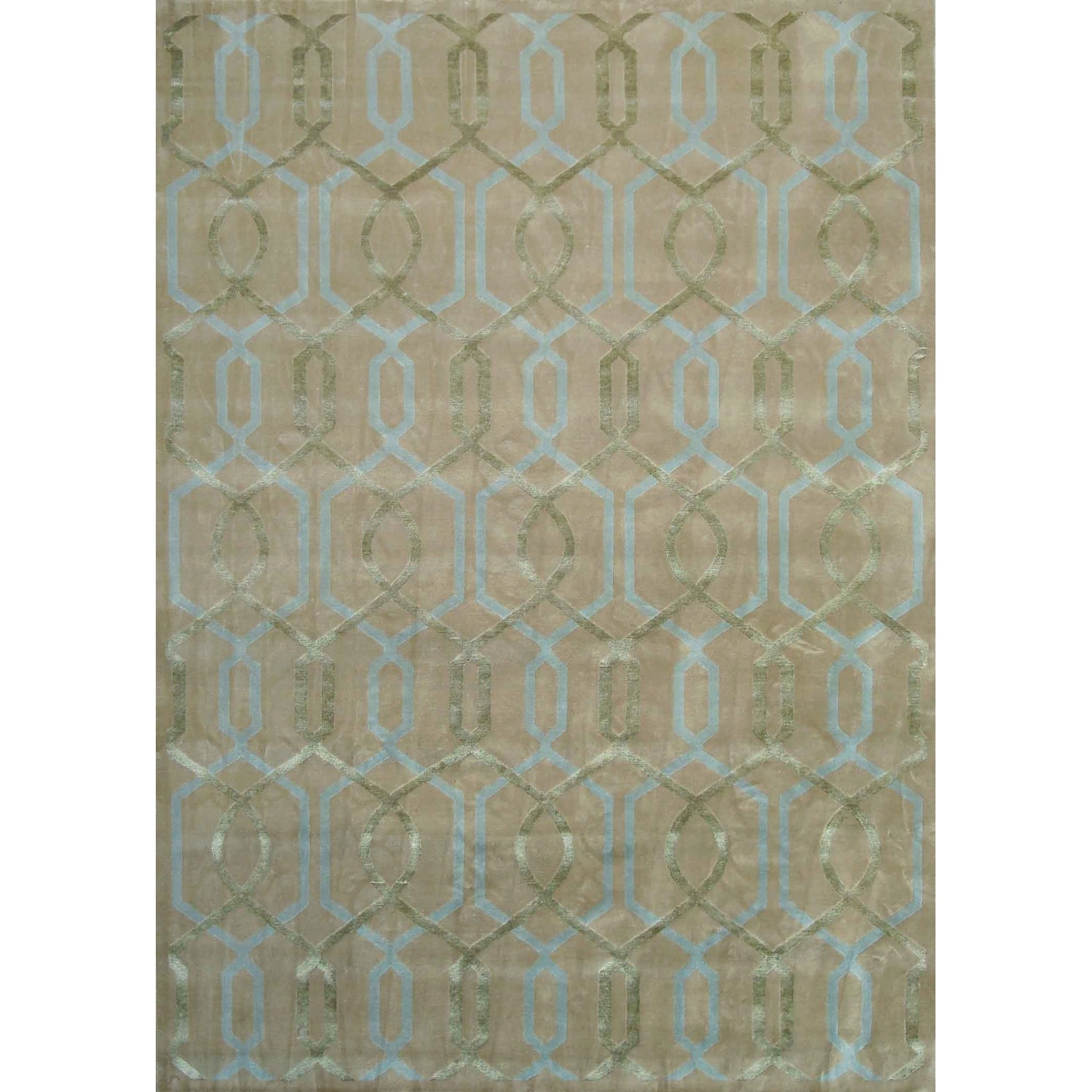 Metro Velvet hand-knotted Wool/Viscose Beige Area Rug - 8' x 10'6"