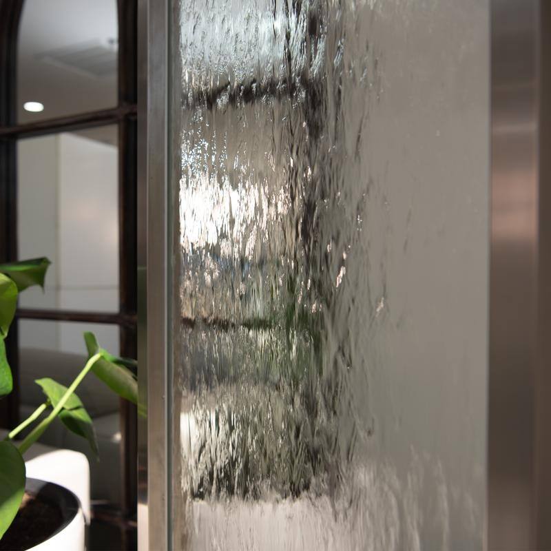 XBrand 72" Steel/Glass Free-Standing Waterfall Fountain w/ Pump, LED Lights and Rocks