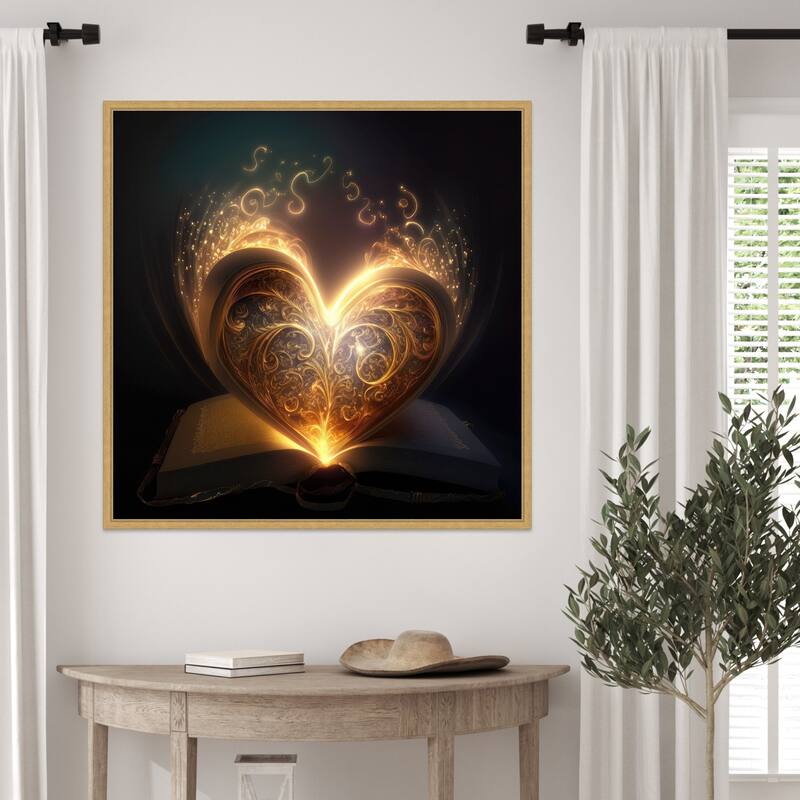 The Illuminated Heart by Jake Fouracre Framed Canvas Wall Art Print - Sylvie Bright Gold
