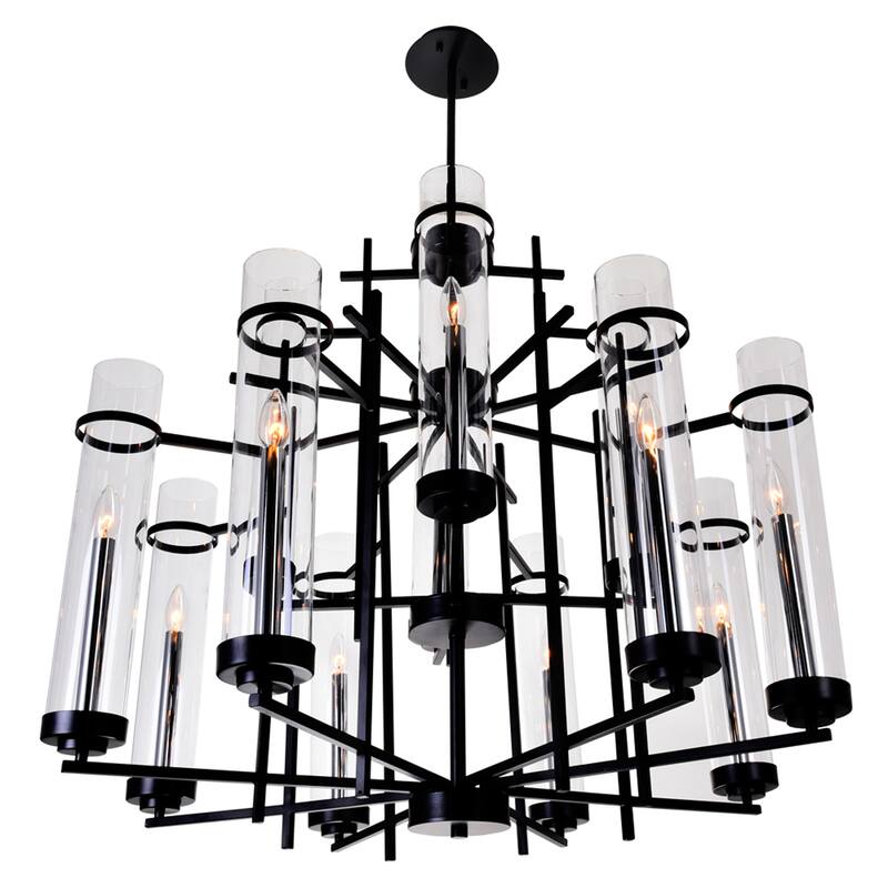 Sierra 12 Light Up Chandelier With Black Finish