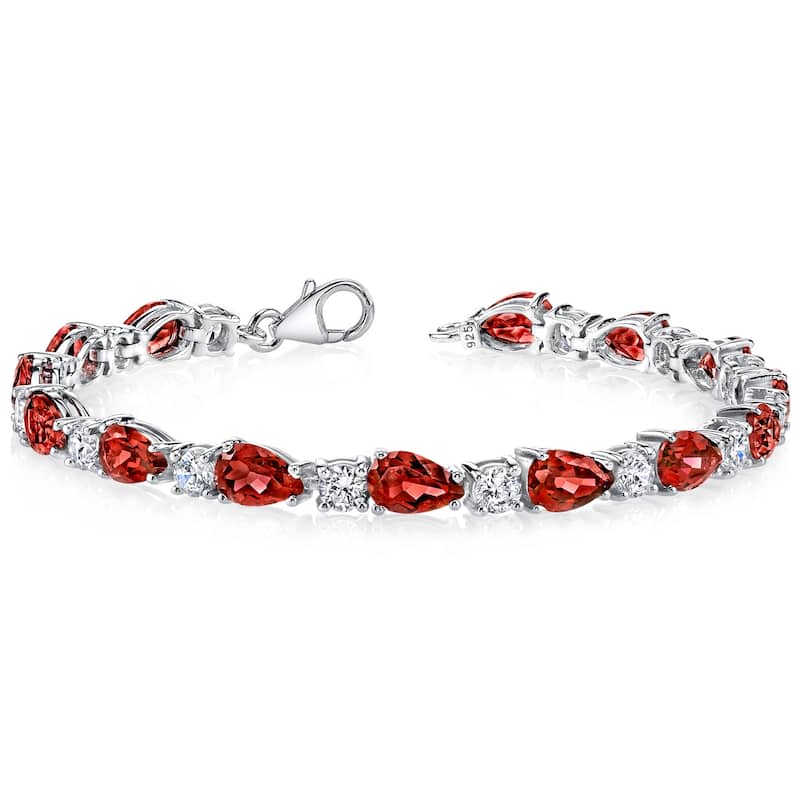 13.75 ct Garnet Tennis Bracelet in Sterling Silver