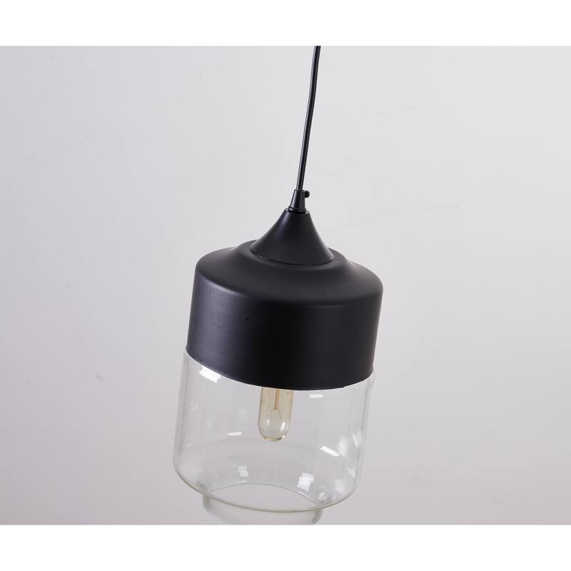 1-Light Matte Black Pendant With A Clear Glass Shade