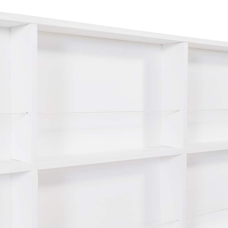 Wooden House Bed with 2 Drawers, 8 Storage Shelf, Kids Bed