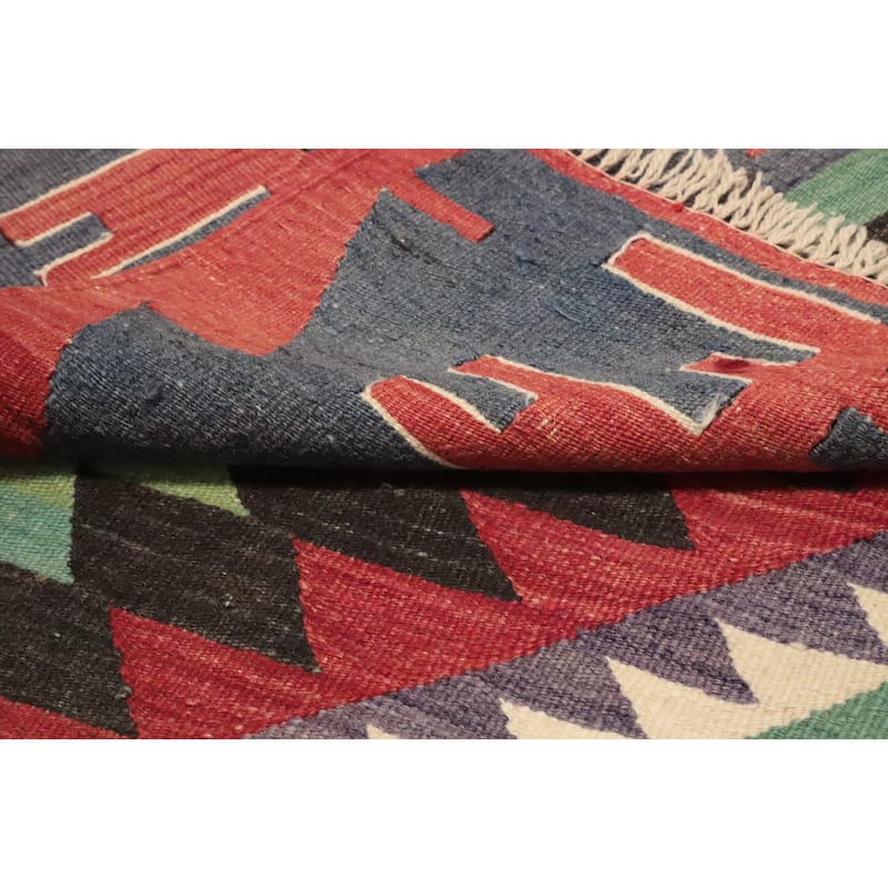 Hand Woven Oriental 100% Wool Carpet Southwestern Tribal Multi-Colored Kilim Area Rug - 10' 0'' X 5' 3''