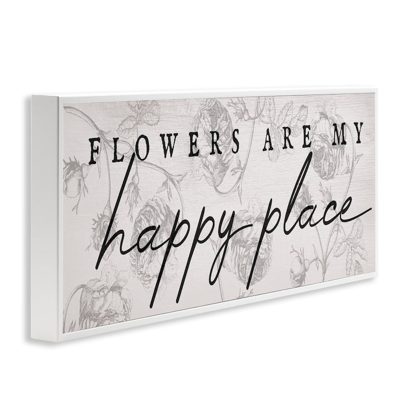 Stupell Flowers Are Happy Place Framed Giclee Art Design By Lil' Rue