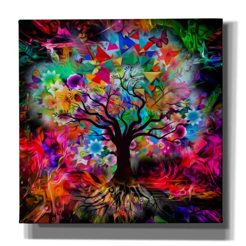 Epic Graffiti 'Kaleidoscope Tree Black' Canvas Wall Art - 37x37