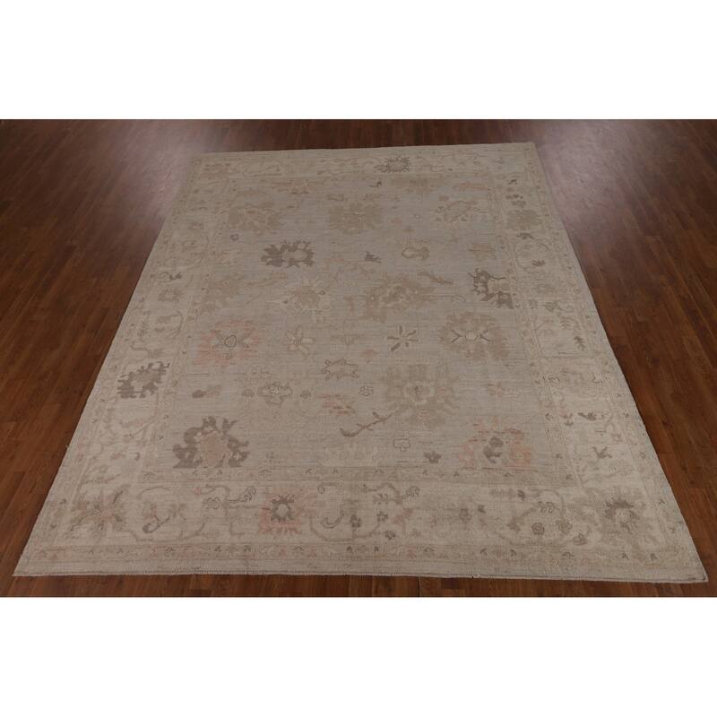 Earth Tone Oushak Vegetable Dye Area Rug Hand-Knotted Wool Carpet - 8'4"x 10'0"