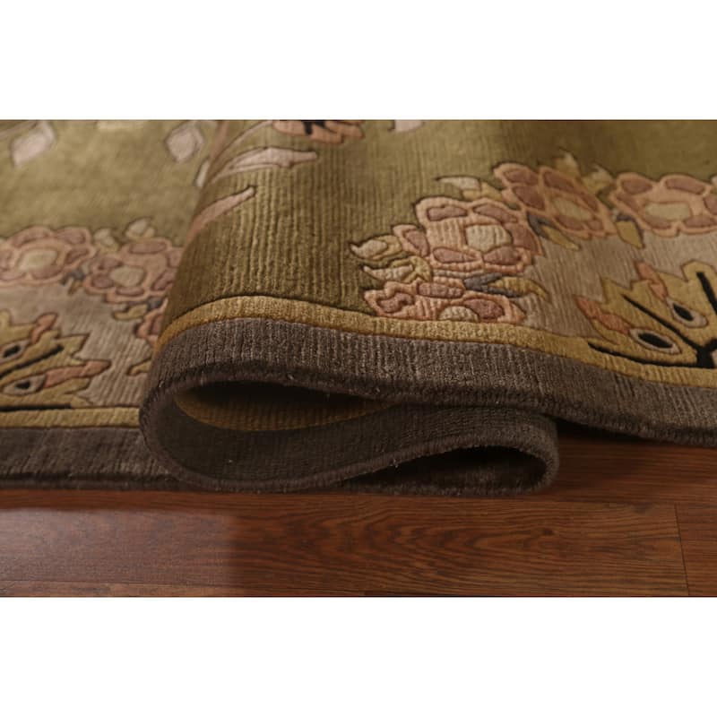 All-Over Floral Nepalese Oriental Area Rug Handmade Wool Carpet - 8'10"x 11'8"