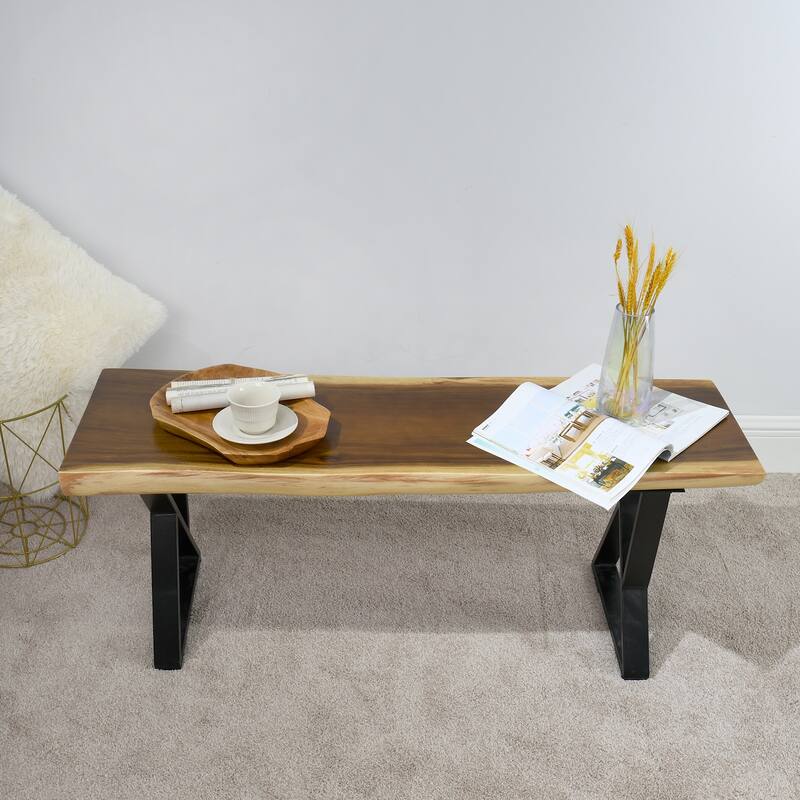 Natural Wood Rectangle Bench