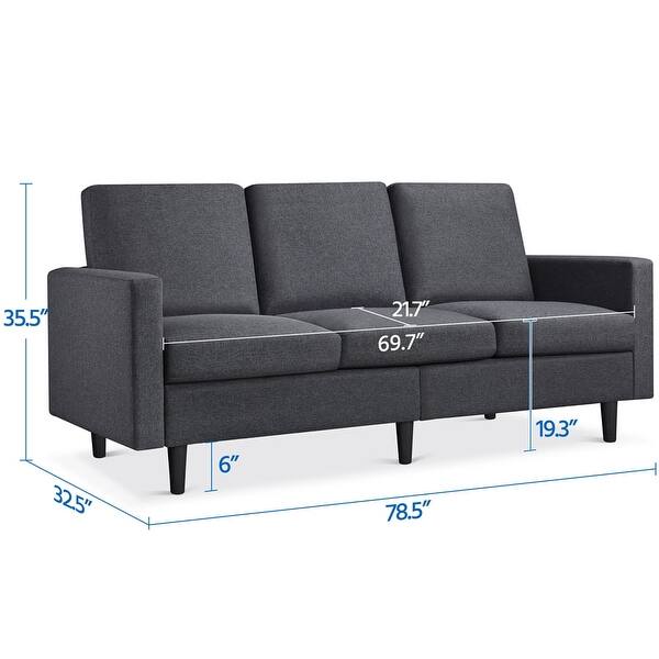Contemporary Fabric 3-Seater Sofa, Gray - Bed Bath & Beyond - 37997433