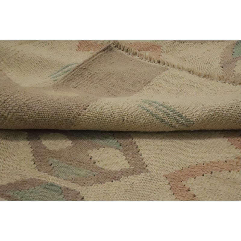 Hand Woven Oriental 100% Wool Carpet Southwestern Tribal Beige & Ivories Kilim Area Rug - 4' 7'' X 3' 1''