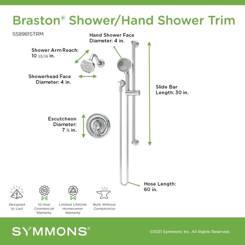 Symmons S589815TRM Braston Shower Only Trim Package with 1.5 GPM Multi