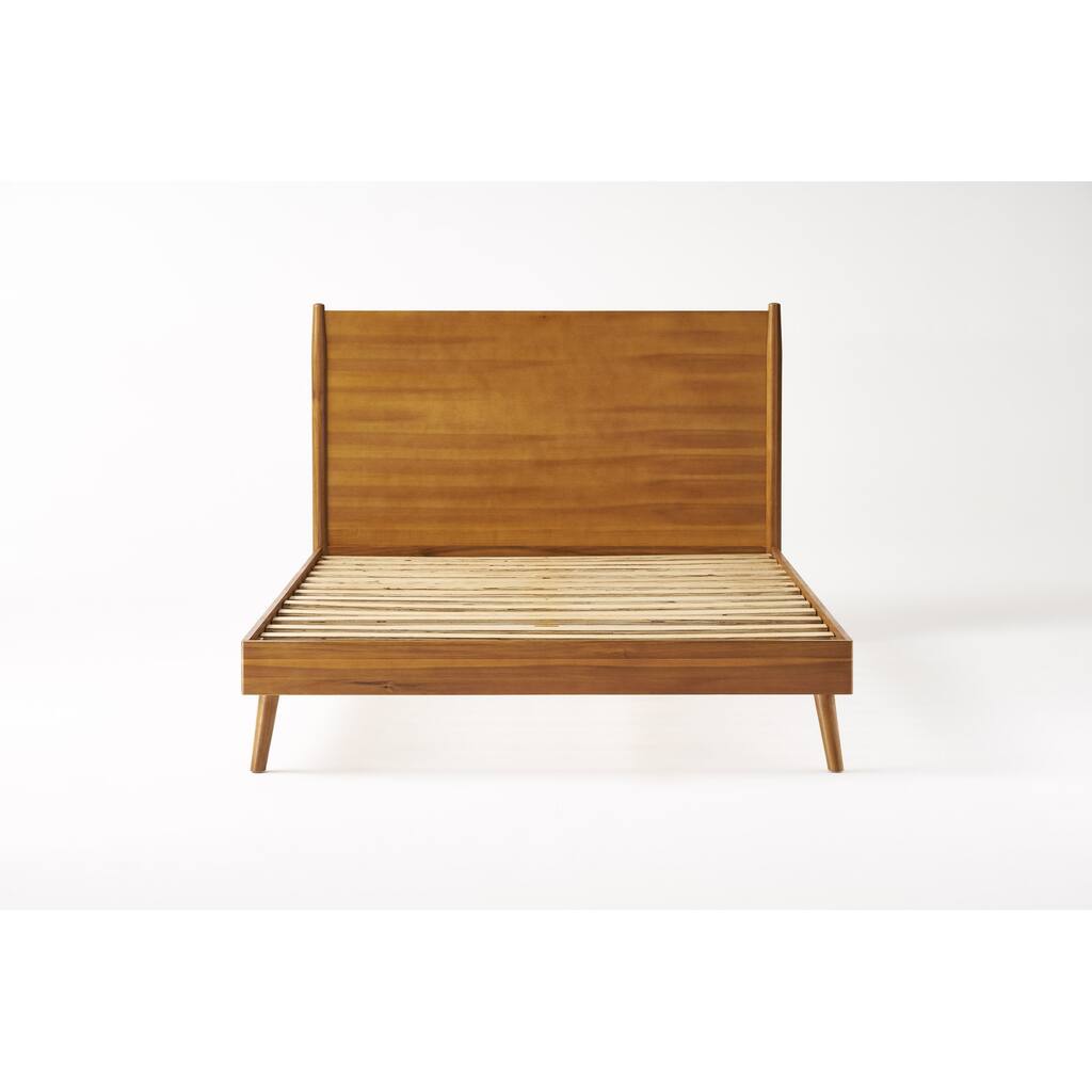 Natural King Size Modern Acacia Wood Bed with Iconic Splayed Legs