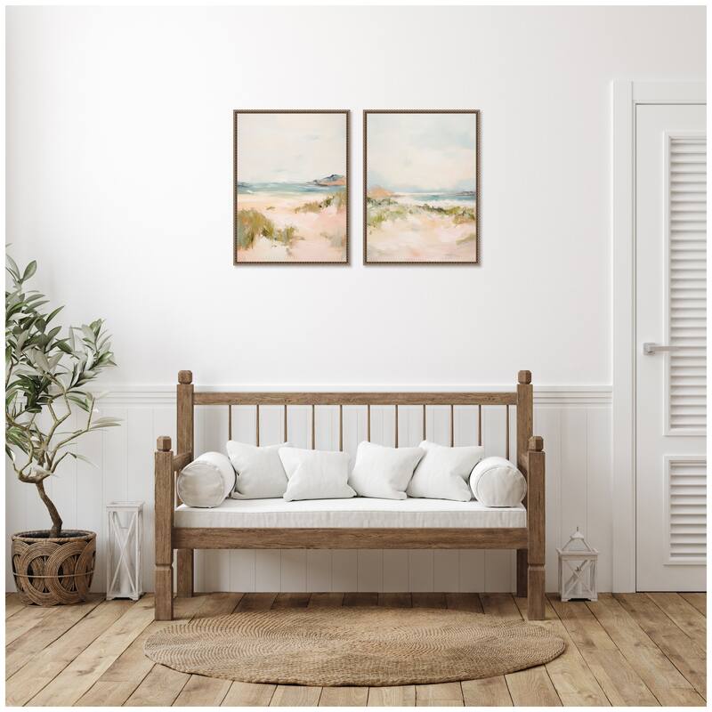 Kate and Laurel Gold Tranquil Landscape 2 Piece Framed Canvas Wall Art Set by Amy Lighthall