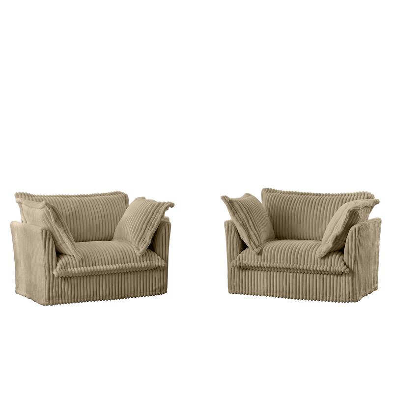 GDFStudio - Corduroy Deep-Seat Slipcovered Armchair Set of 2