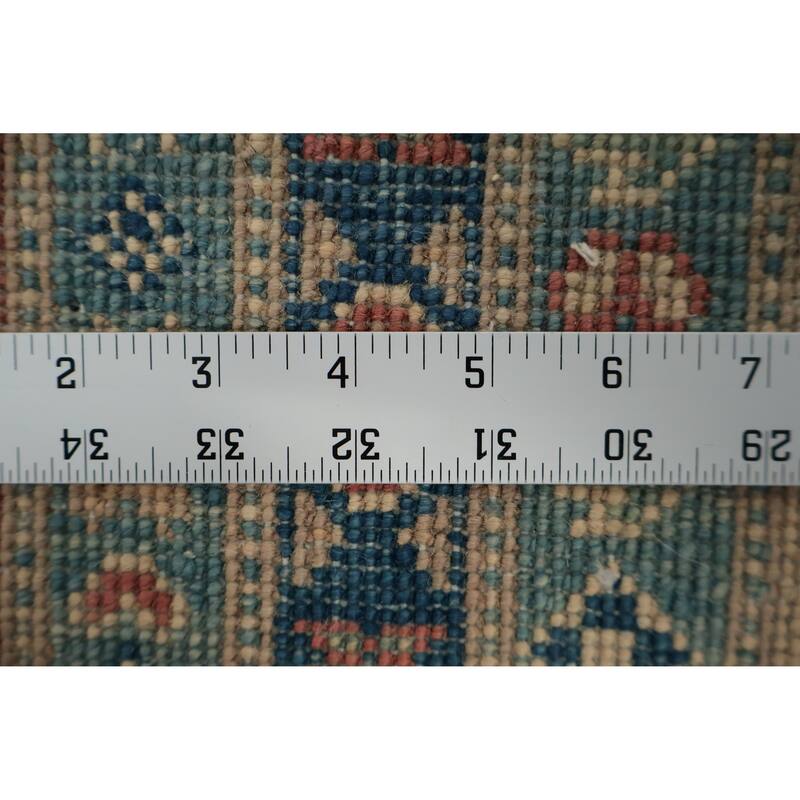 Hand Knotted Oriental 100% Wool Carpet Traditional Geometric Pink Kazak Area Rug - 11' 9'' X 9' 1''