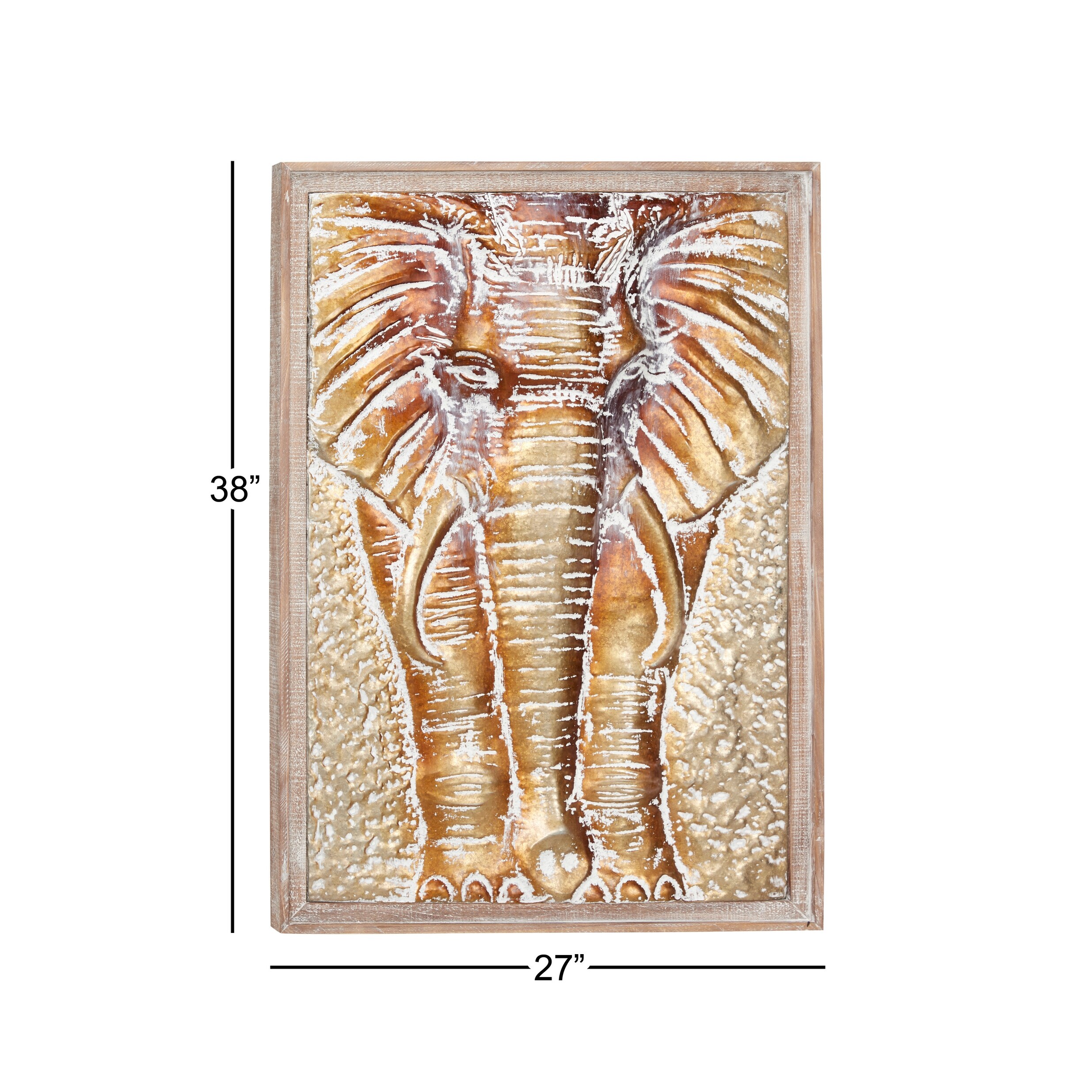 Large Rectangular Bronze And Gold Elephant Hammered Metal Wall Decor In Wood Frame 27 X 38 5 Art deco elephants wall hangings. overstock com