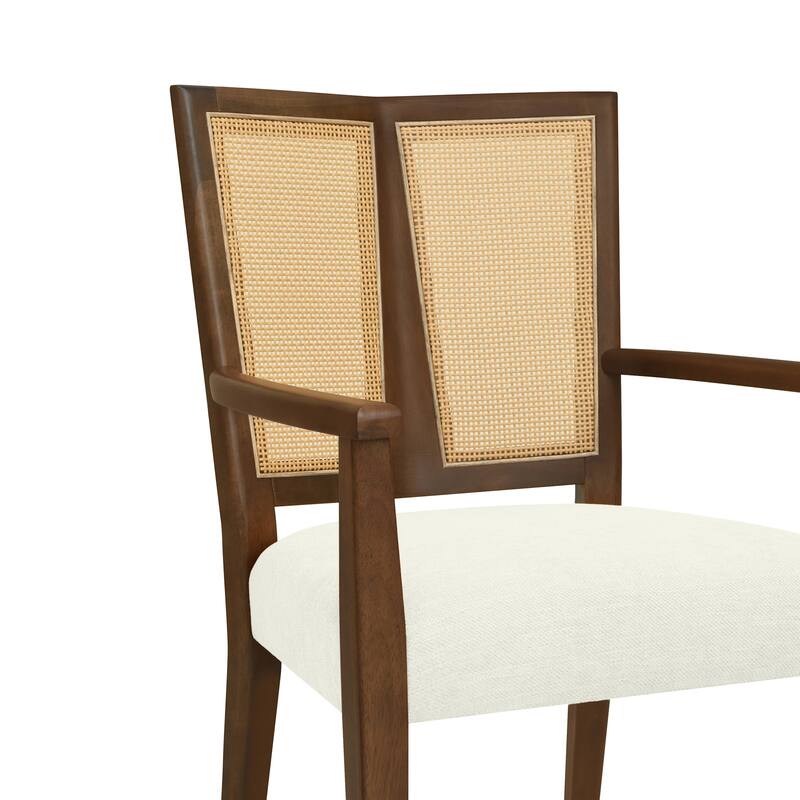 Mid-Century Modern Dining Chair with Rattan Back(Set of 2)