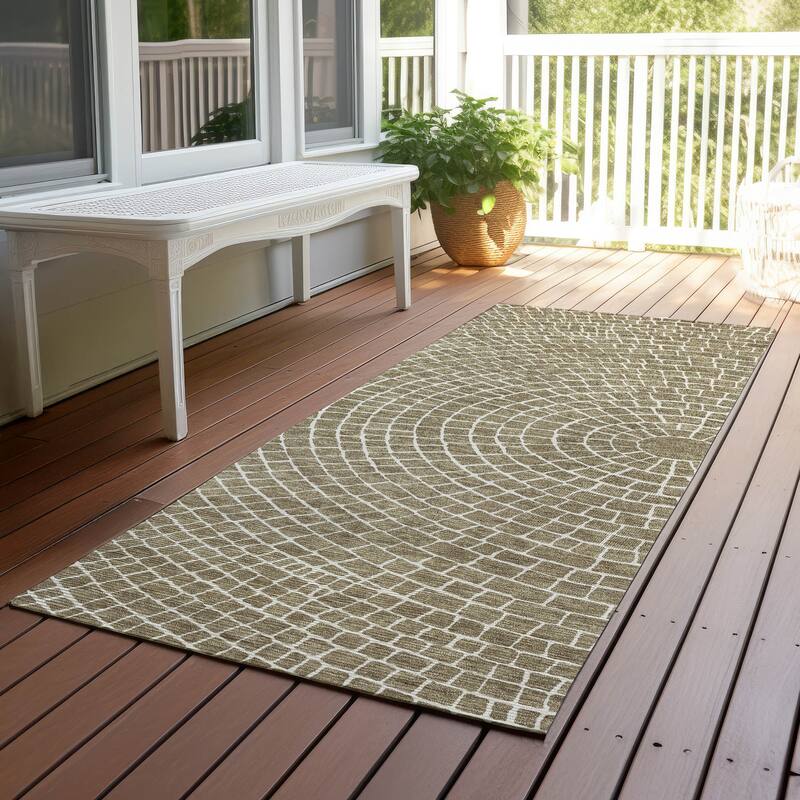 Machine Washable Indoor/ Outdoor Modern Gravity Chantille Rug - Coffee - 2'3" x 7'6"