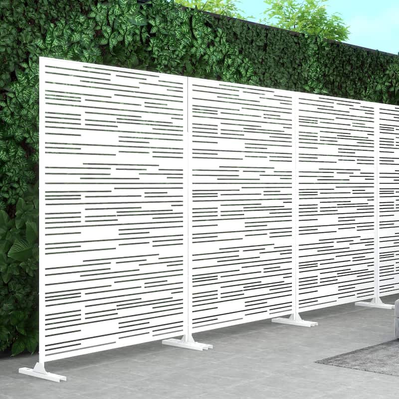 Metal Privacy Screen Wall Decoration Free Standing-6.3 ft. H X 4 ft. W