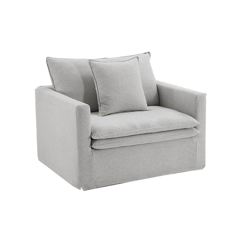 Rutu Accent Oversize Armchair, 1 Pillow, Light Gray Padded Linen