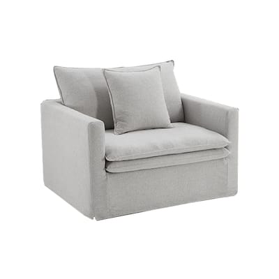 Rutu Accent Oversize Armchair, 1 Pillow, Light Gray Padded Linen