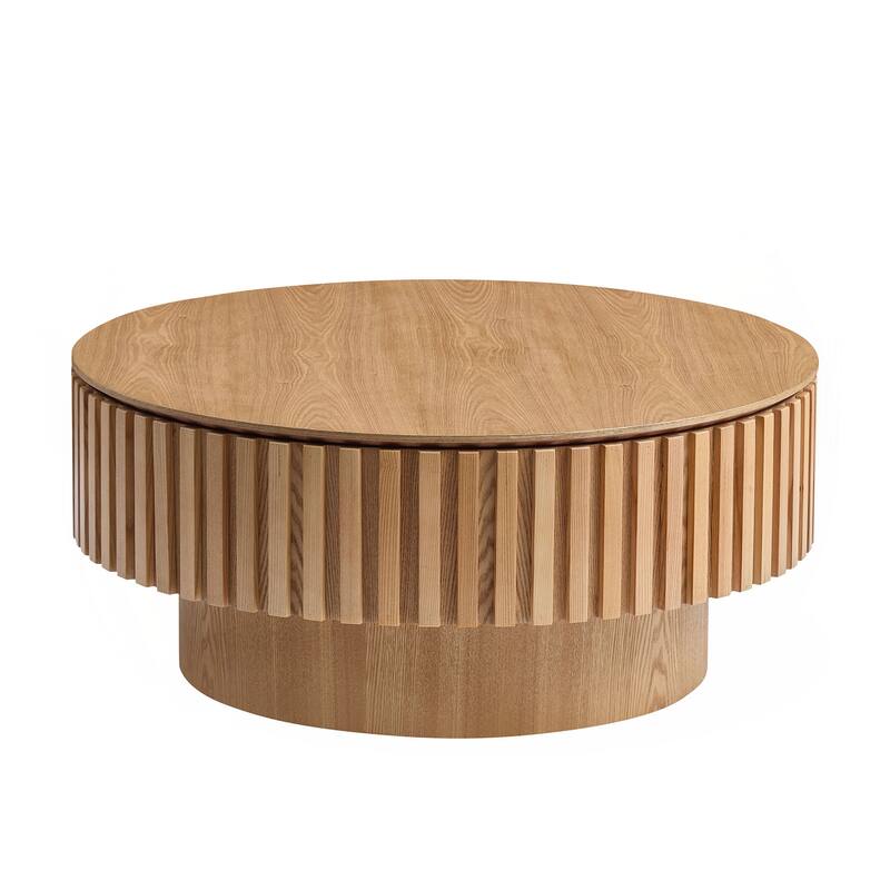 31.49'' Round Coffee Table with Storage Small Coffee Table for Apartment