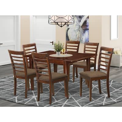 Dinette Set for 4 - Small Kitchen Table with Chairs - Modern Design - Saddle Brown Finish