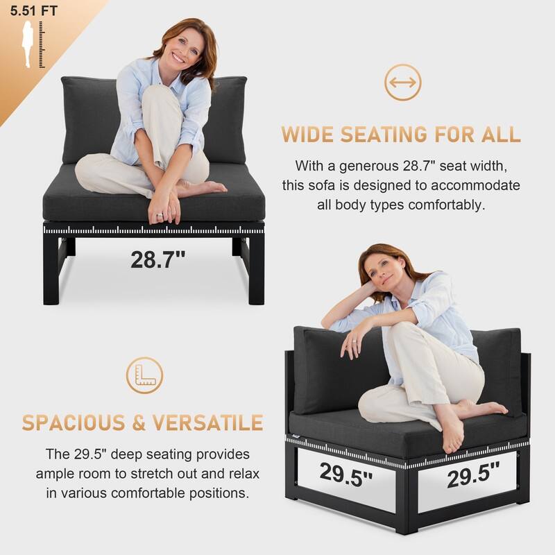 FINCATI Aluminum Patio Furniture Set Outdoor Conversation Sofa with Table - 8 Pieces